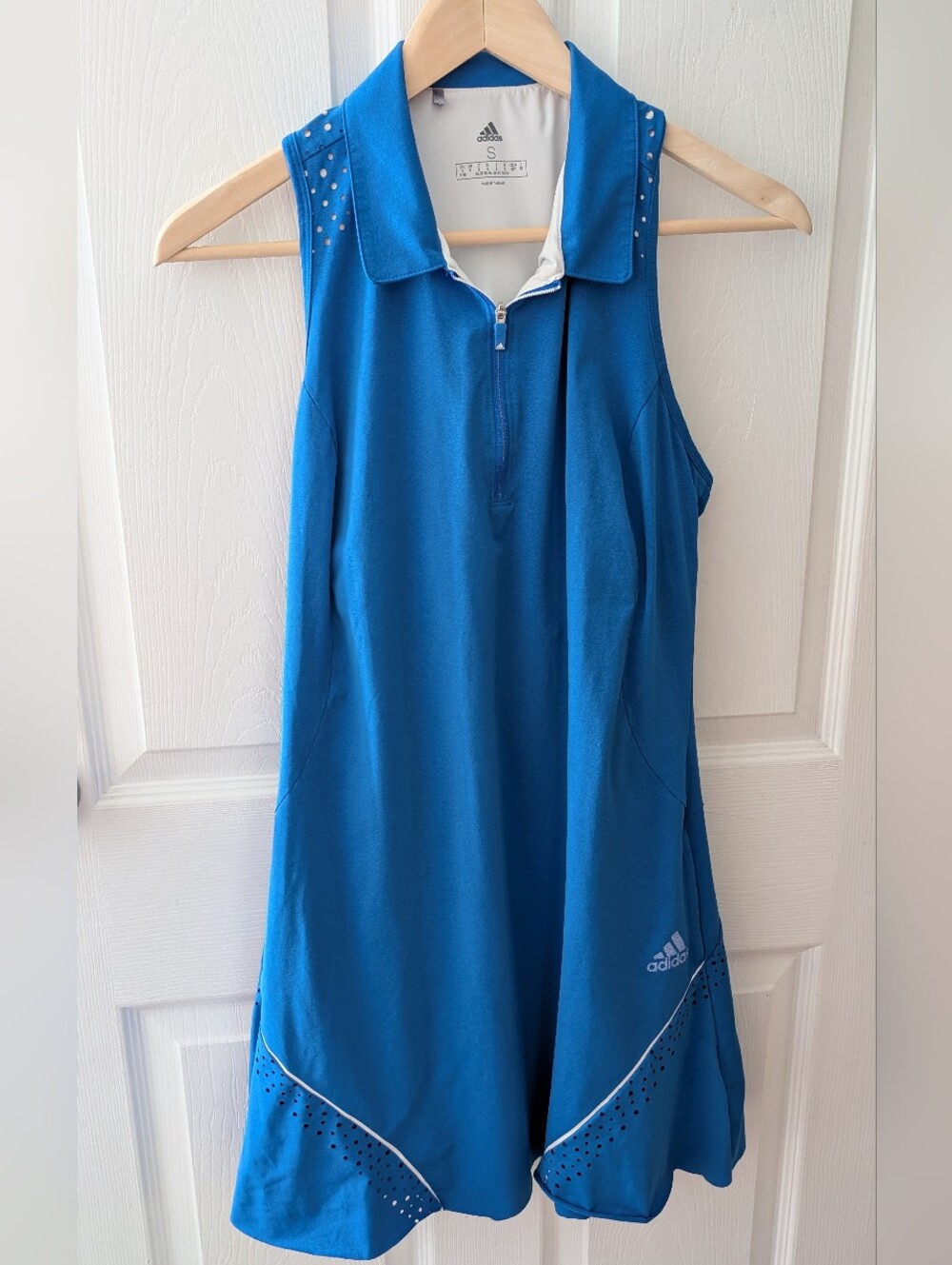 Adidas Royal Blue Sleeveless Laser Cut Tennis Dress w/ Zip Collar - Very Cute 🎾
